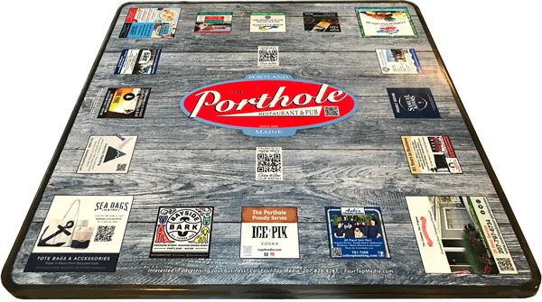 Porthole-Interior tabletop with ads
